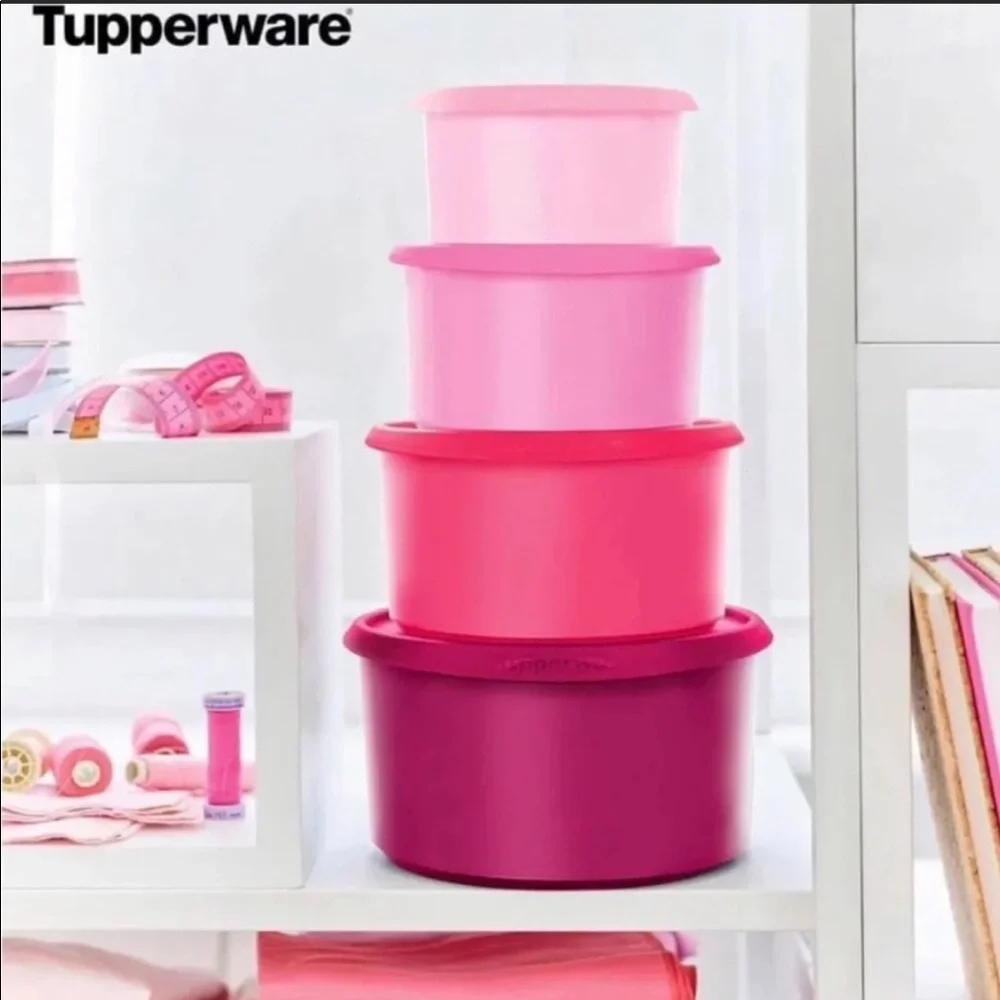 Tupperware Pink Gradient Stackable Food Storage Set